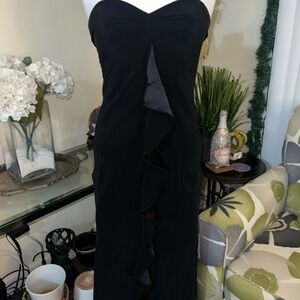 Jones New York Black Strapless Dress with Ruffle Detail